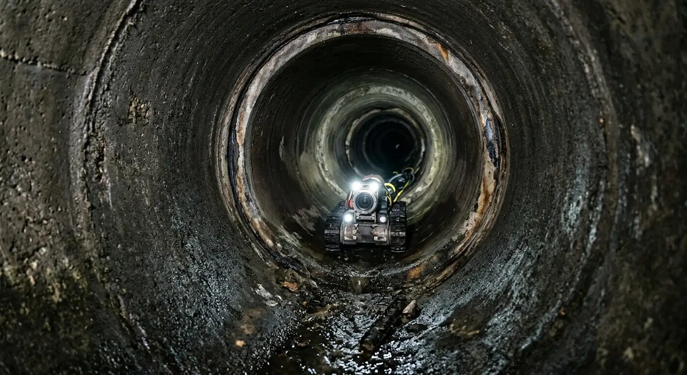 Robotic sewer camera inspecting pipe interior for Drain Snake Service in Long Branch